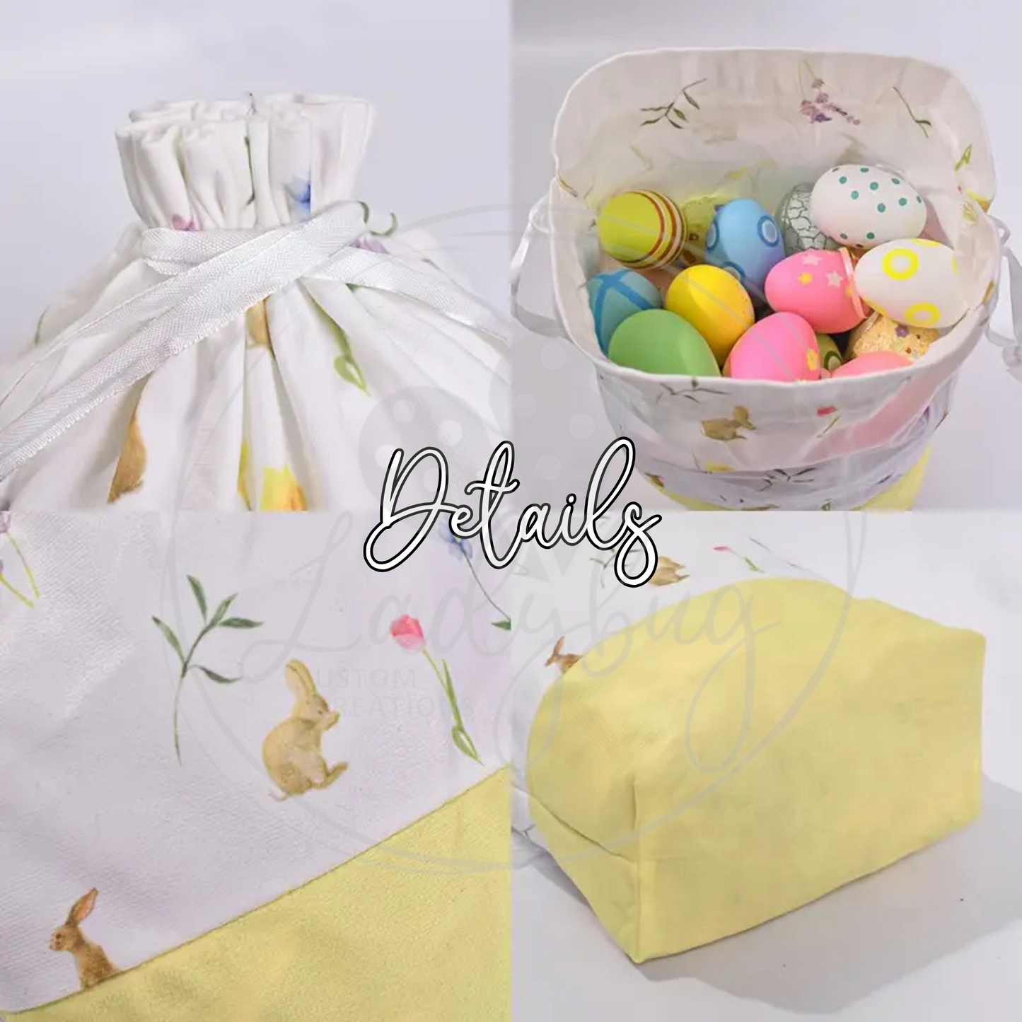 Embroidered He Is Risen Drawstring Easter Bags