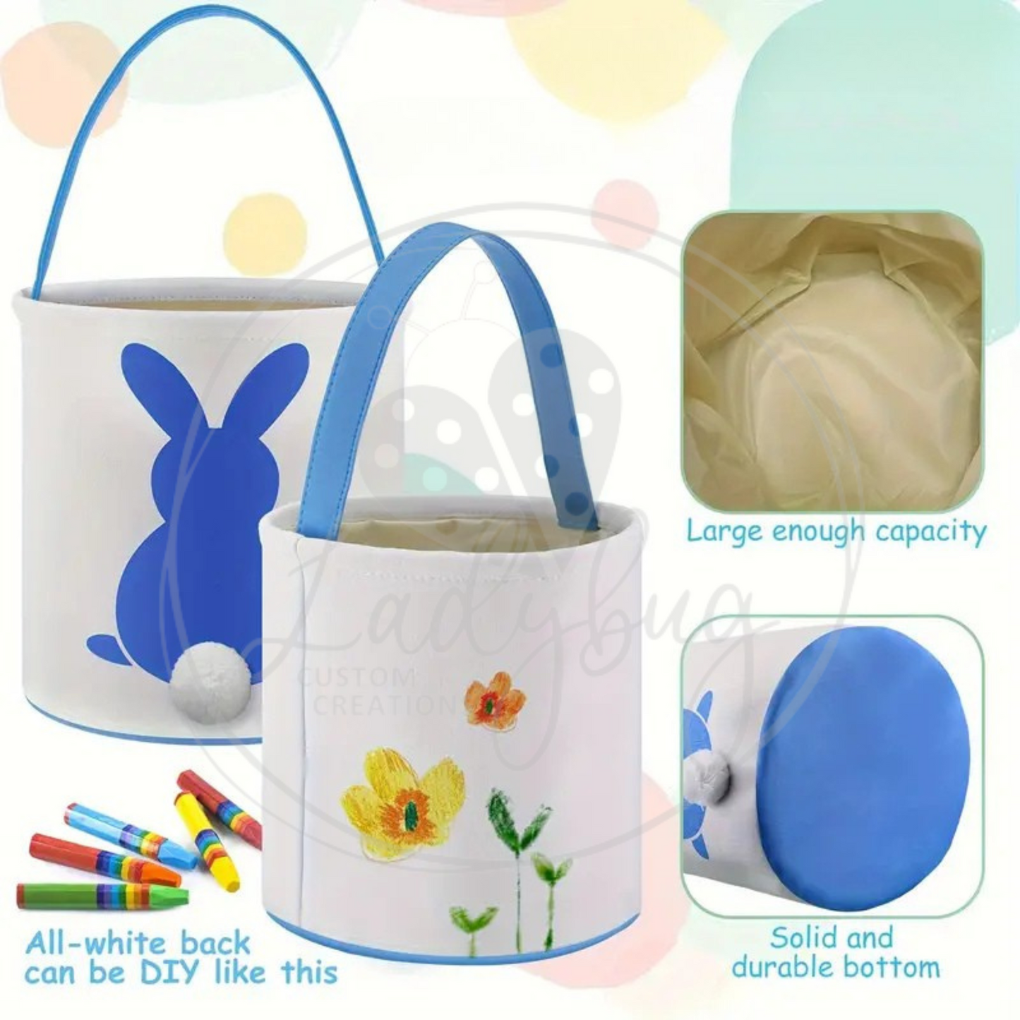 Embroidered Bunny Butt Easter Basket - Easter Tote Bag