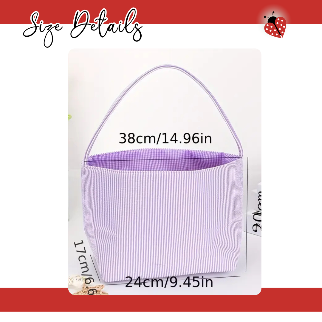 4th Of July Patriotic Seersucker Embroidered Parade Bucket Tote Bag
