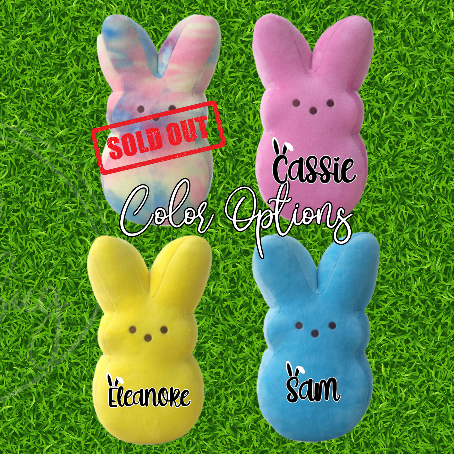 Personalized Peep Medium Marshmallow Bunny Plushie - 10in