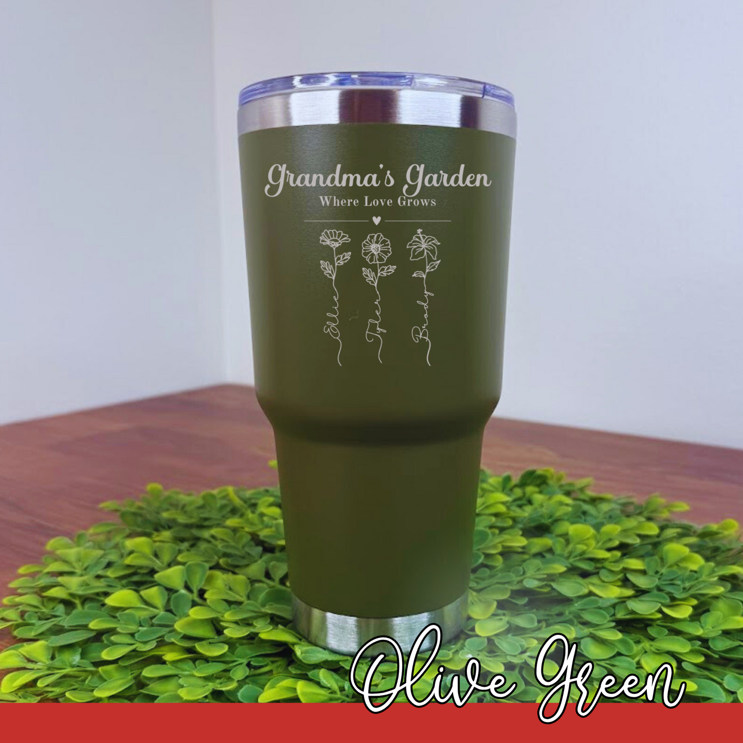 Personalized Mother’s Day Tumbler | 30oz Laser Engraved "Mama's Garden" or "Grandma's Garden" | Custom with Kids' Names | Gift for Mom or Grandma