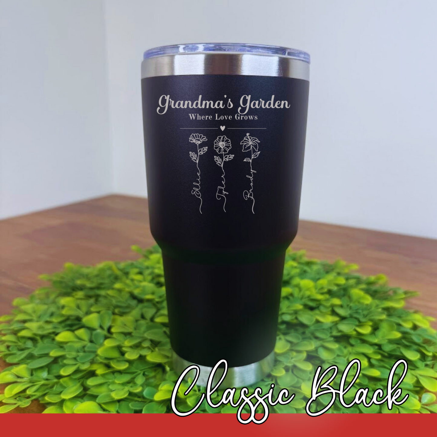 Personalized Mother’s Day Tumbler | 30oz Laser Engraved "Mama's Garden" or "Grandma's Garden" | Custom with Kids' Names | Gift for Mom or Grandma