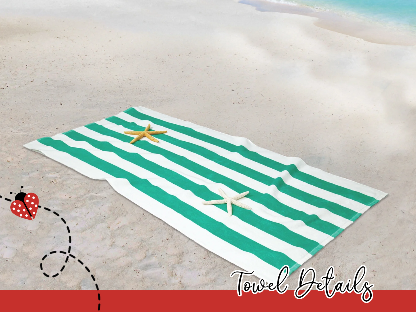 Custom Dog Breed Embroidered Beach Towel with Name – Personalized Cabana Stripe Towel for Dog Lovers – 125 Breeds, Dog Lover Gift