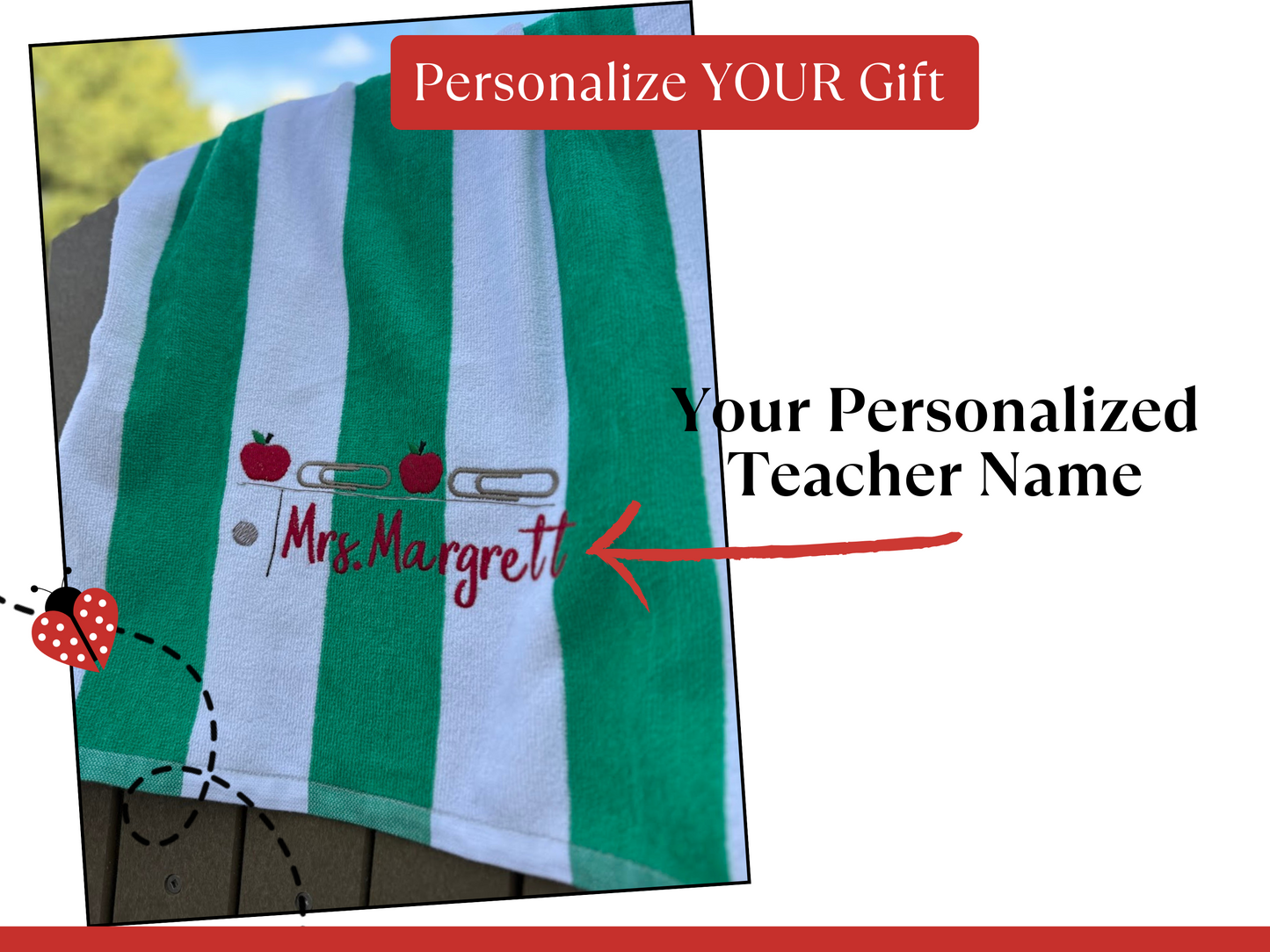 Personalized Embroidered Teacher Towels – End of Year or Teacher Appreciation Gift with Name & Gift Tag