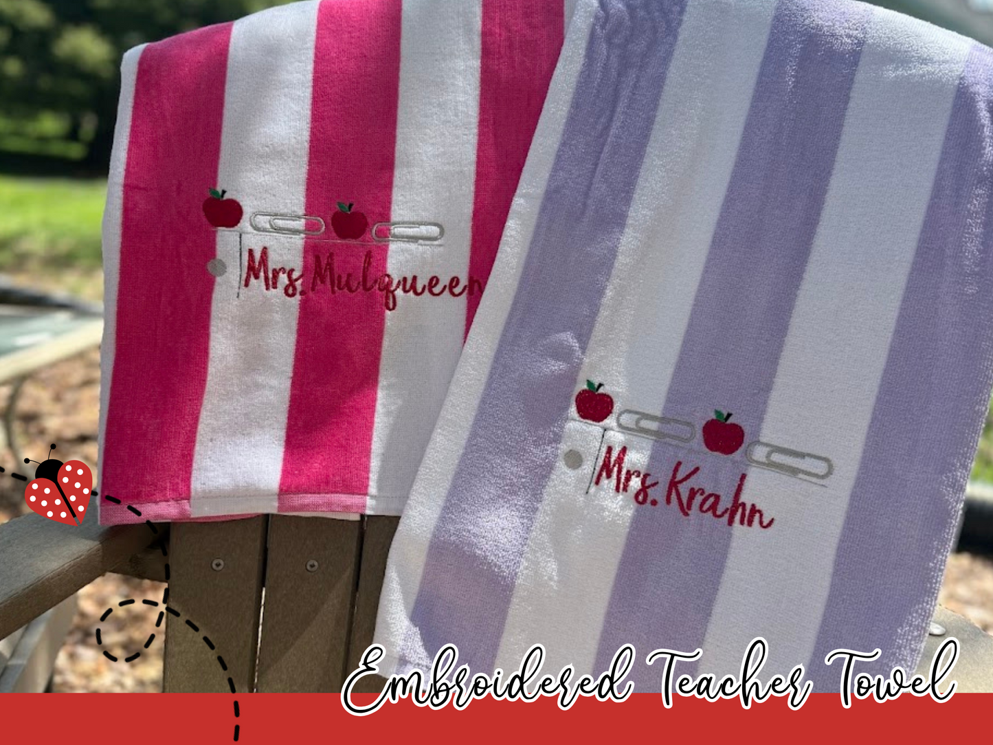 Personalized Embroidered Teacher Towels – End of Year or Teacher Appreciation Gift with Name & Gift Tag