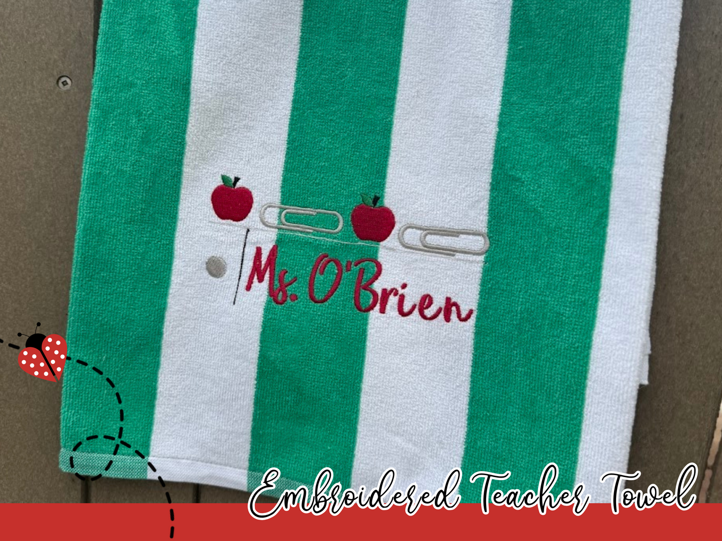 Personalized Embroidered Teacher Towels – End of Year or Teacher Appreciation Gift with Name & Gift Tag