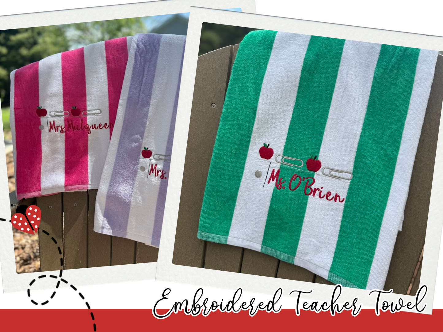 Personalized Embroidered Teacher Towels – End of Year or Teacher Appreciation Gift with Name & Gift Tag