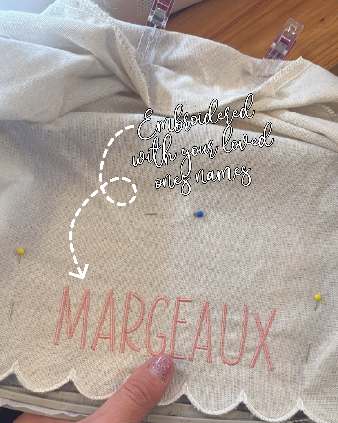 Embroidered Personalized Easter Wicker Basket with Bow Font