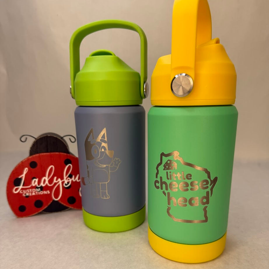 Little Cheesehead Stainless Steel Engraved Water Bottle - 12oz.