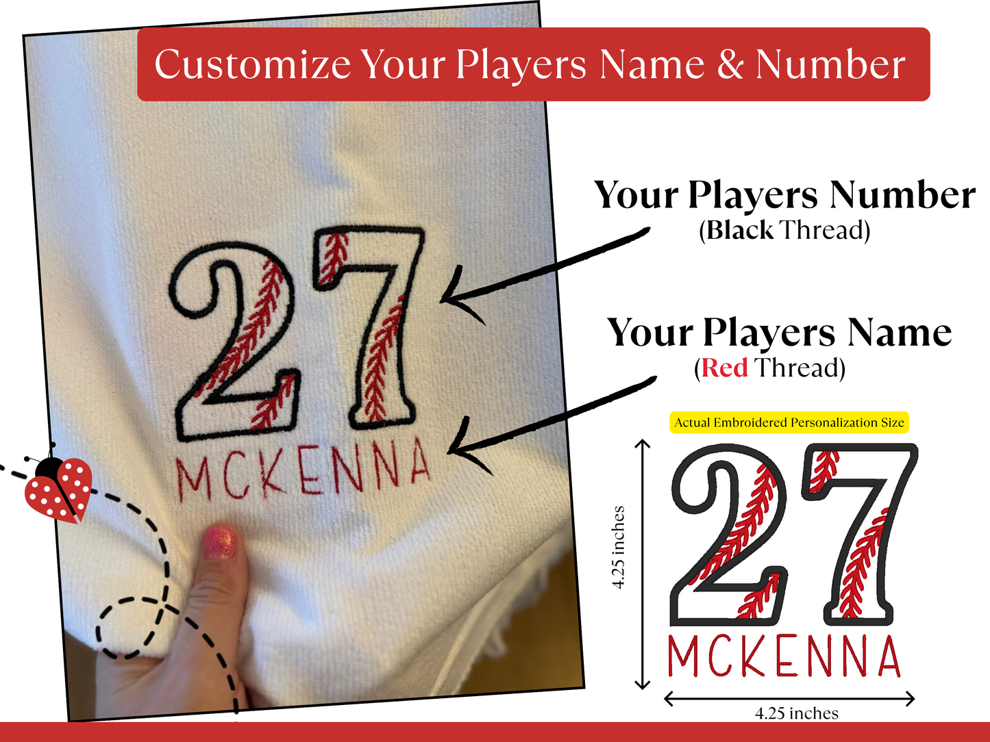 Personalized Round Baseball Towel with Fringe – Custom Name Embroidery