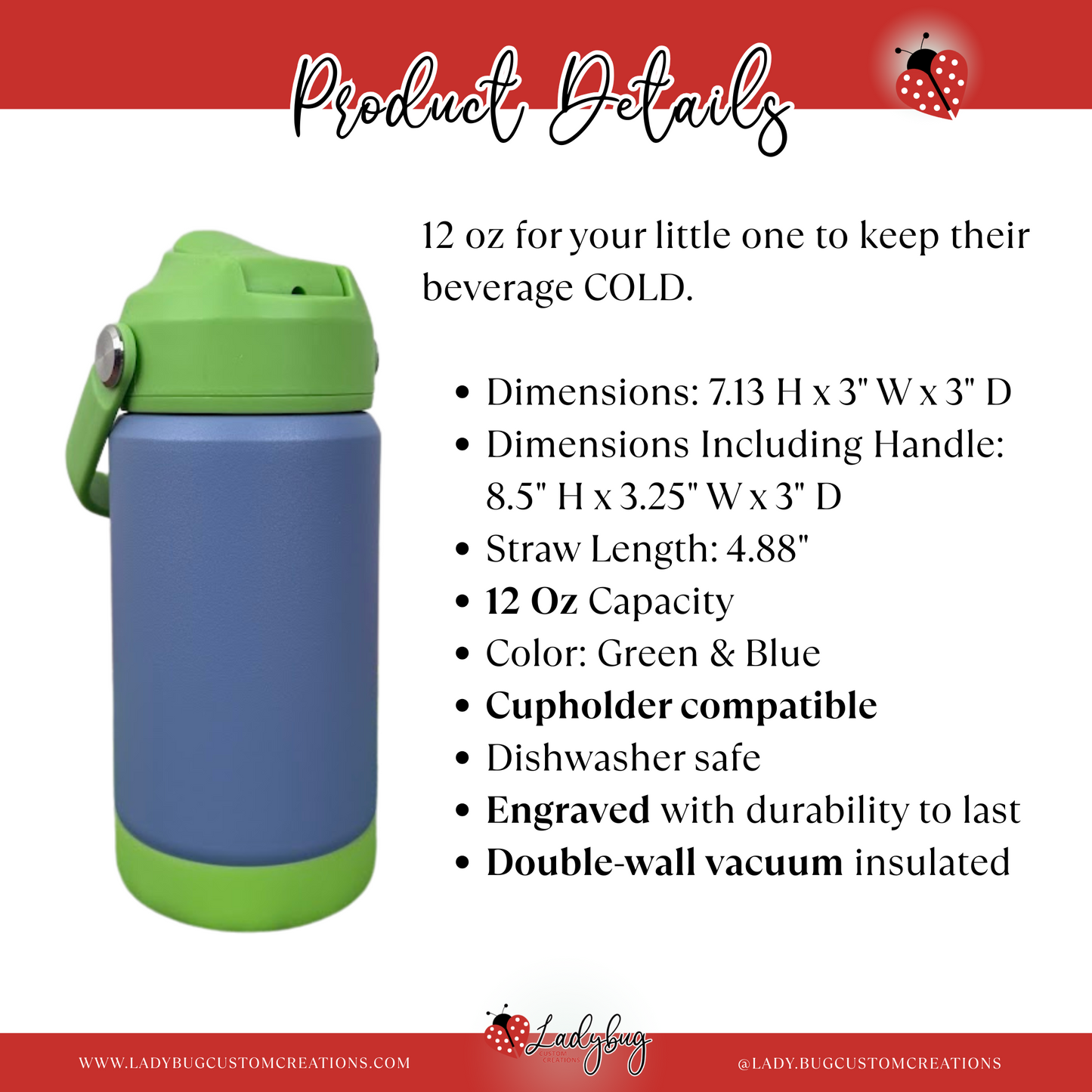 BVW Kids Water Bottle - Blue & Green