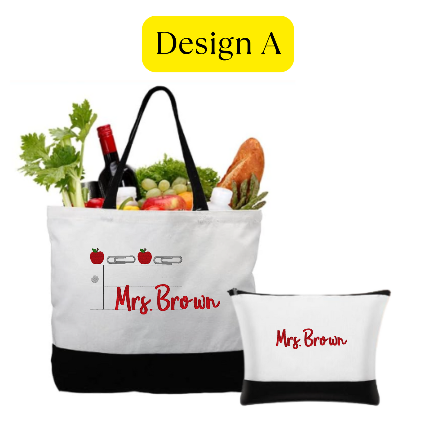 Teacher Gift Tote Set – Personalized Canvas Tote + Coordinating Makeup Bag