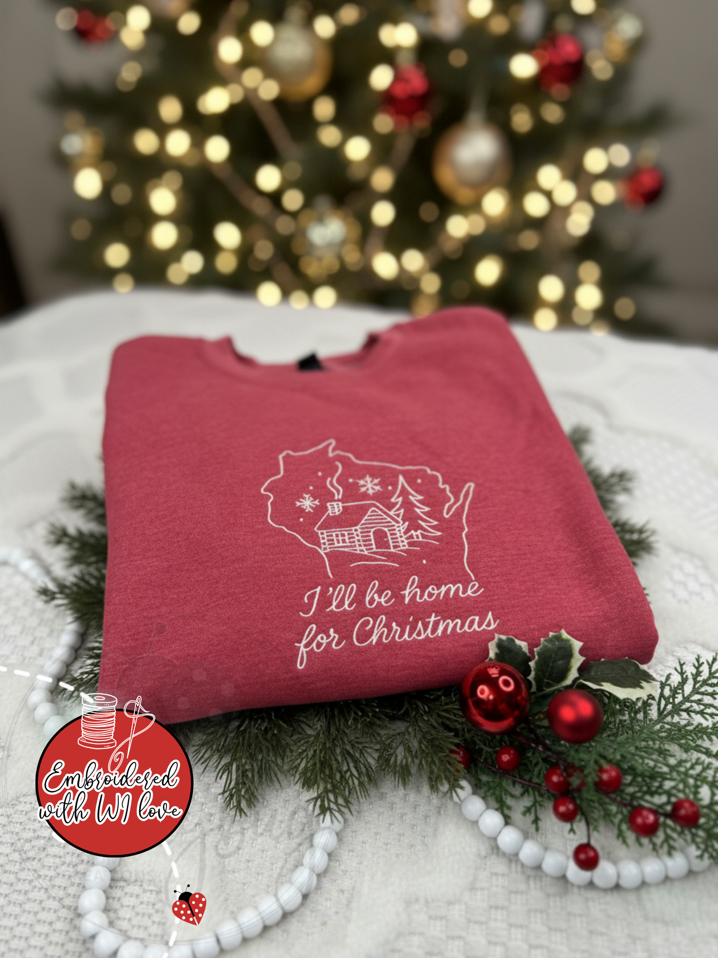 Midwest Christmas Sweatshirt – Wisconsin Embroidered Holiday Crew, Cozy Winter Gift