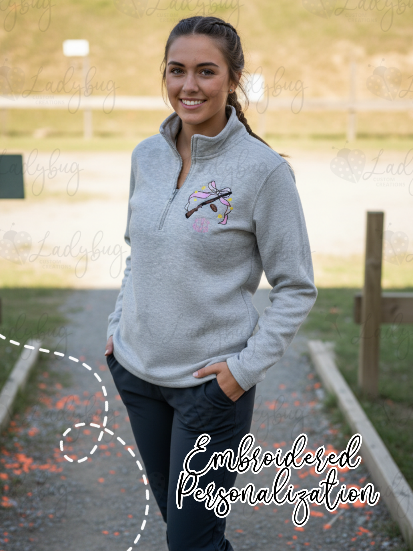 Clay Target Shooting 1/4 Zip - Embroidered Clay Target Apparel