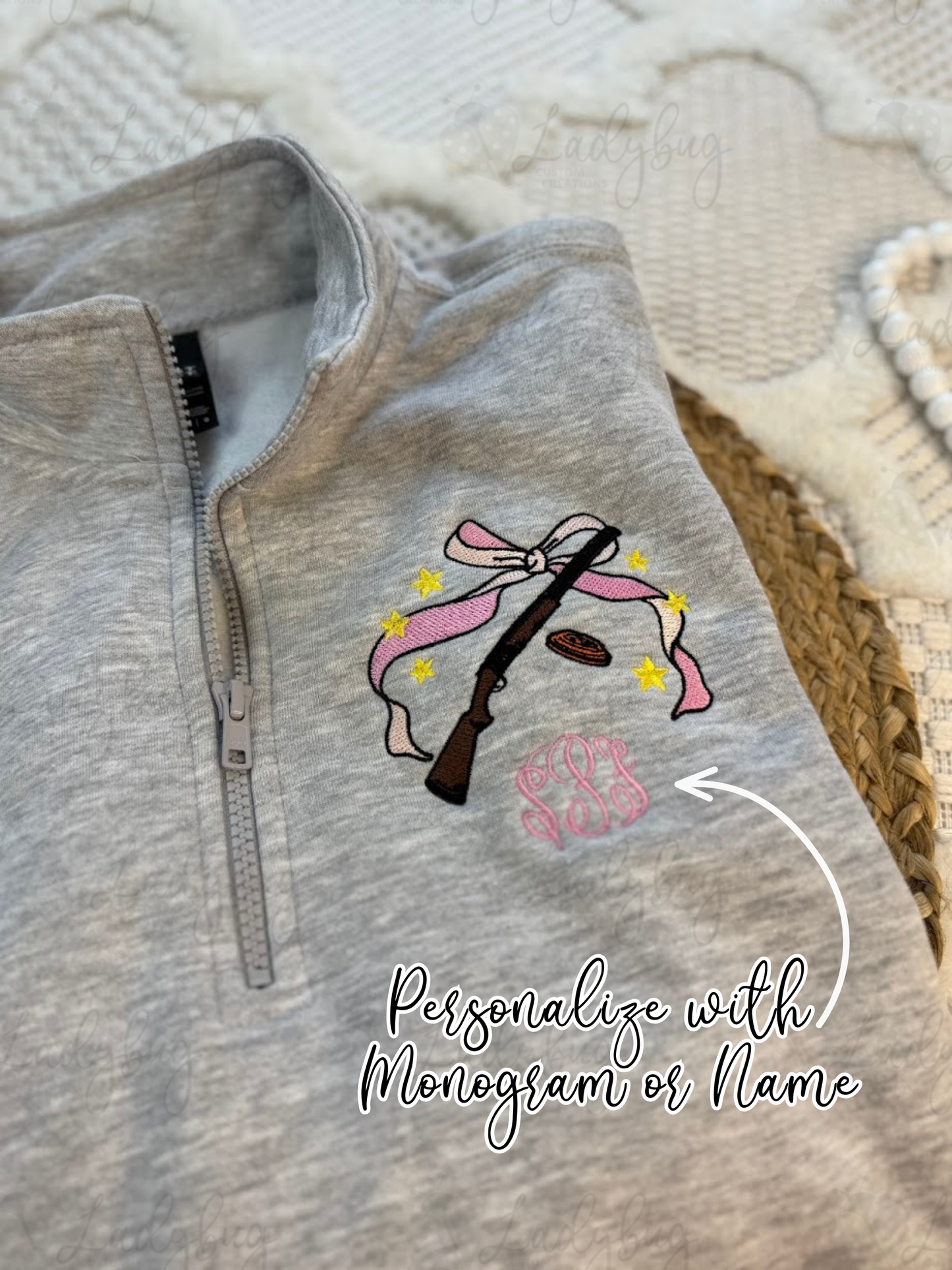 Clay Target Shooting 1/4 Zip - Embroidered Clay Target Apparel