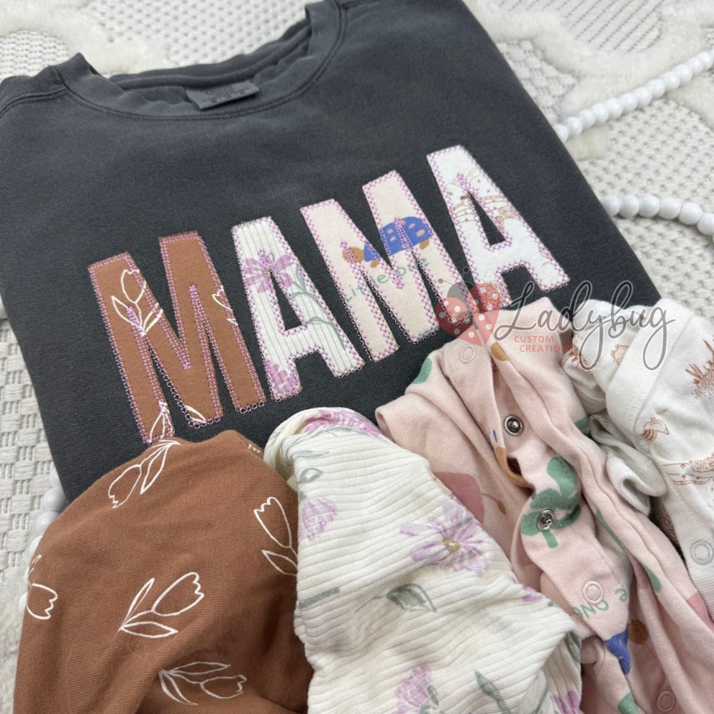 MAMA Sweatshirt - Custom Baby Keepsake Sweatshirt – Made From Your Child’s Outfits & Blankets