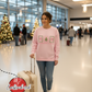 Coquette Bow Christmas Sweatshirt – Pink Bow Embroidered Postage Stamp Crewneck