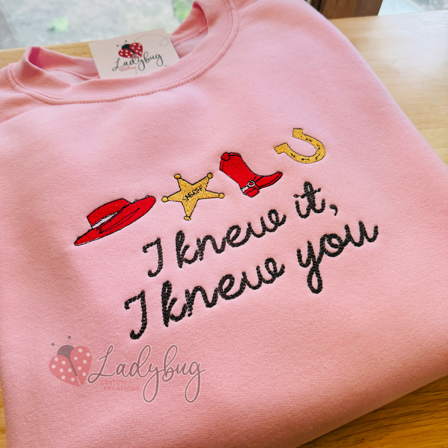 I Knew It I Knew You Sweatshirt, Cowgirl Hat Western Rope Font Crewneck