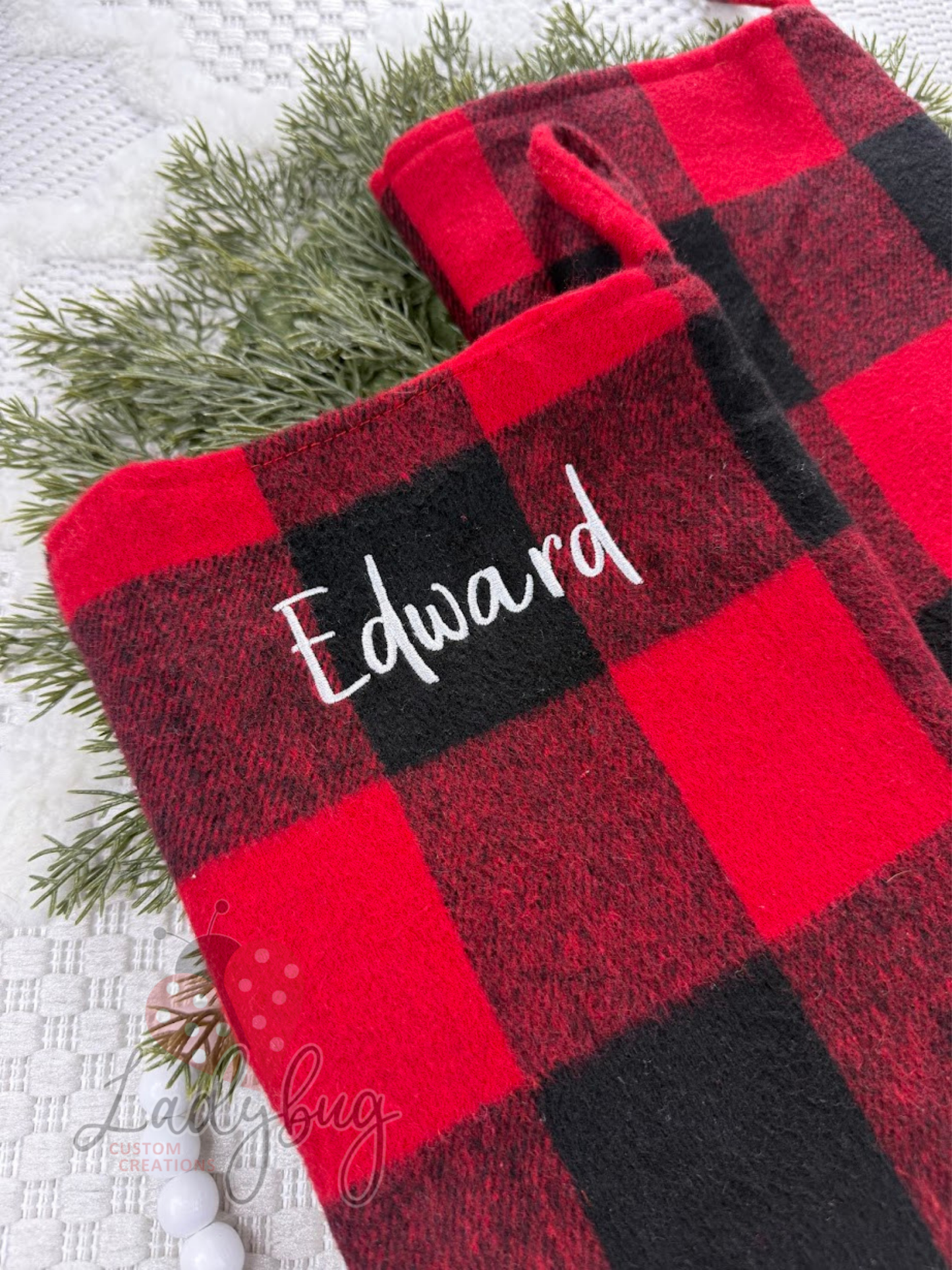 Buffalo Plaid Stocking - Embroidered Name
