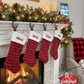 Red Plaid with White Cuff Personalized Christmas Stocking - Embroidered