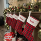 Red Plaid with White Cuff Personalized Christmas Stocking - Embroidered