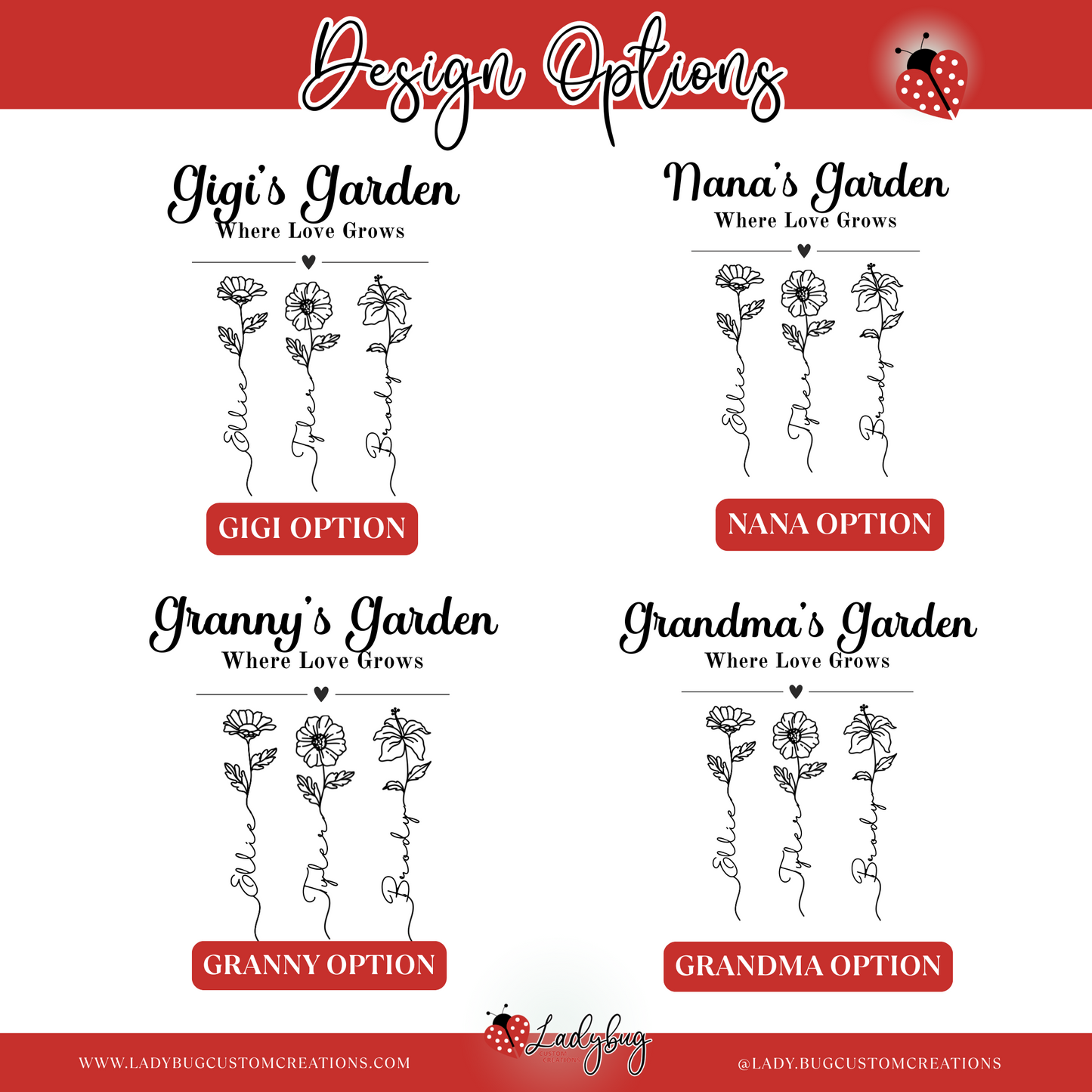Personalized Mother’s Day Tumbler | 30oz Laser Engraved "Mama's Garden" or "Grandma's Garden" | Custom with Kids' Names | Gift for Mom or Grandma