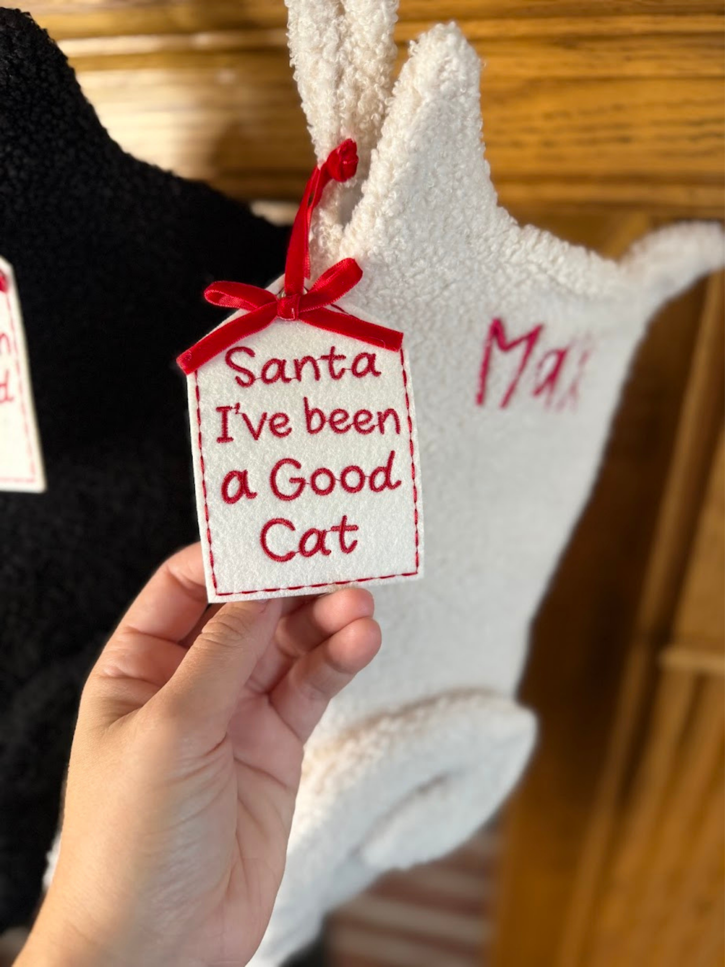 Cat Personalized Christmas Stocking - Embroidered