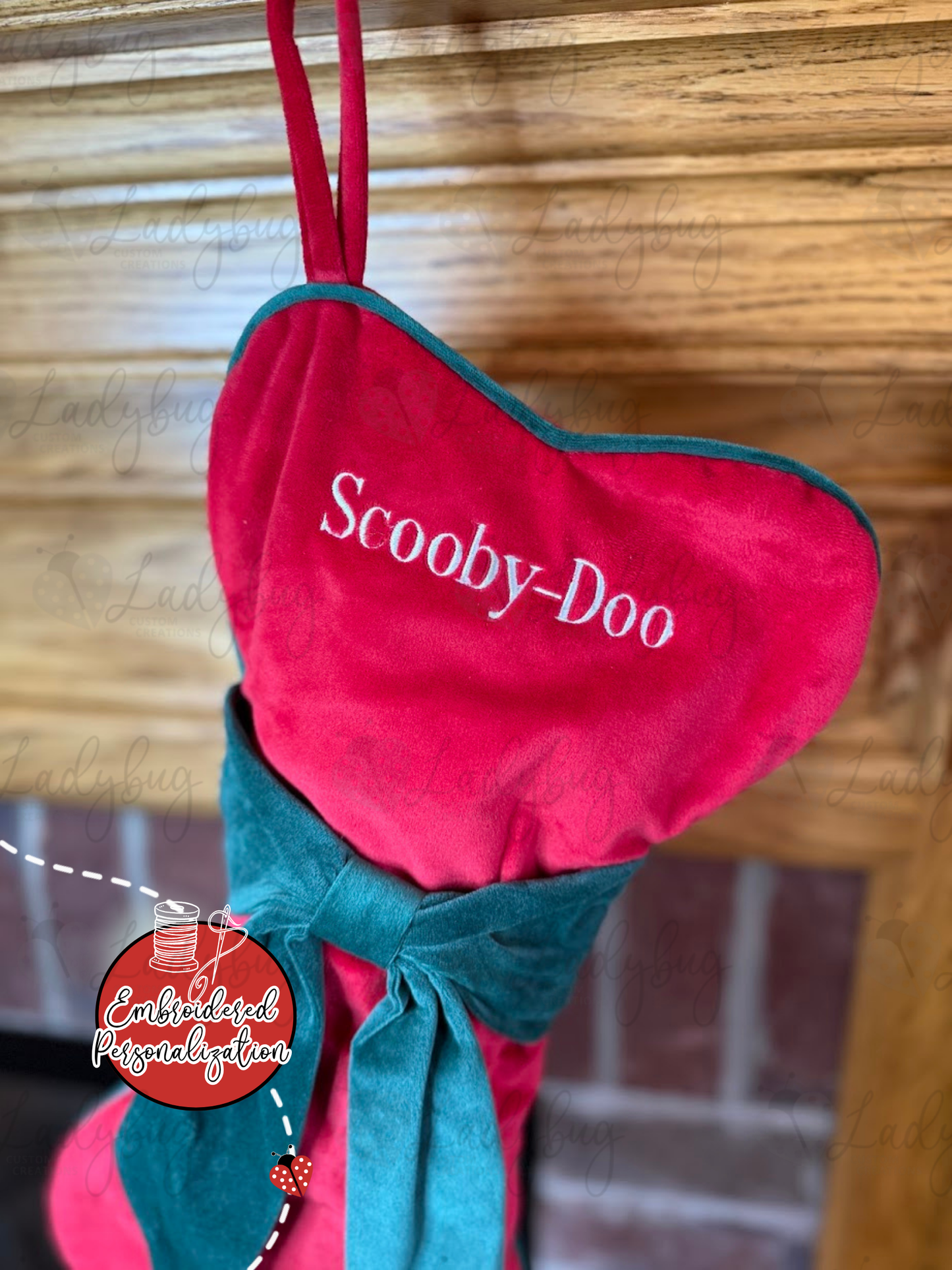 Dog Bone Velvet Personalized Christmas Stocking - Embroidered
