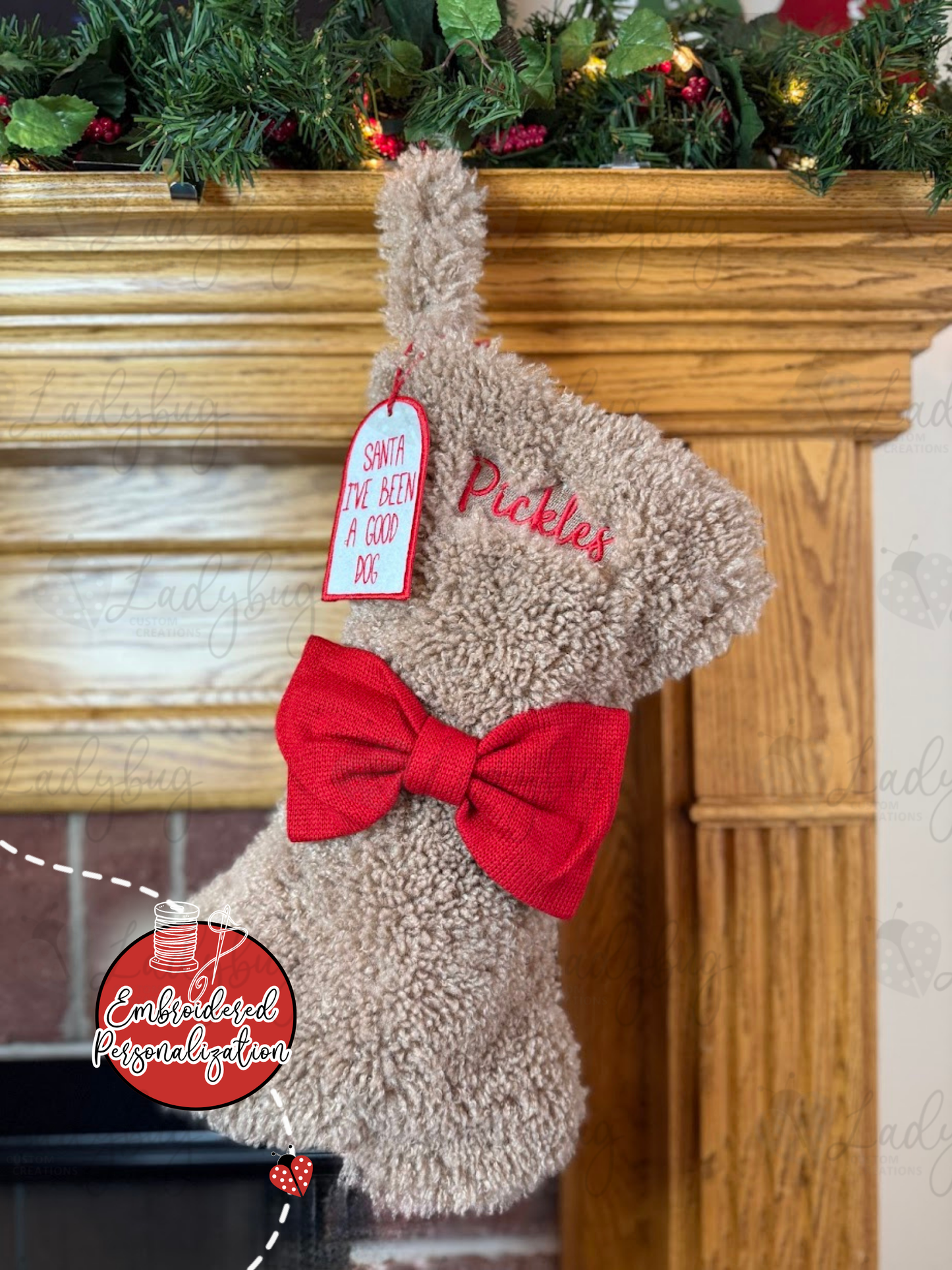 Furry Bone Personalized Christmas Stocking - Embroidered