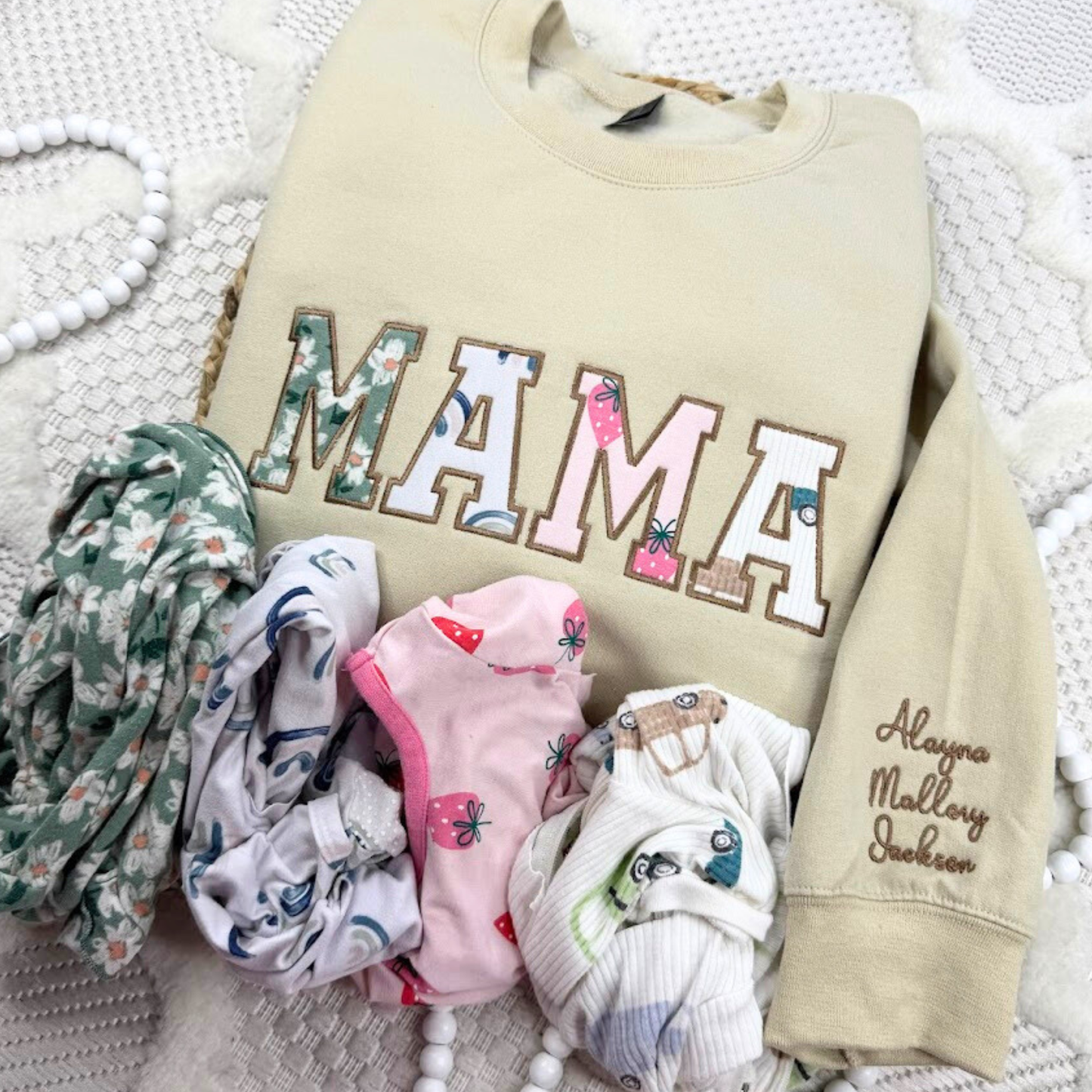 MAMA Sweatshirt - Custom Baby Keepsake Sweatshirt – Made From Your Child’s Outfits & Blankets