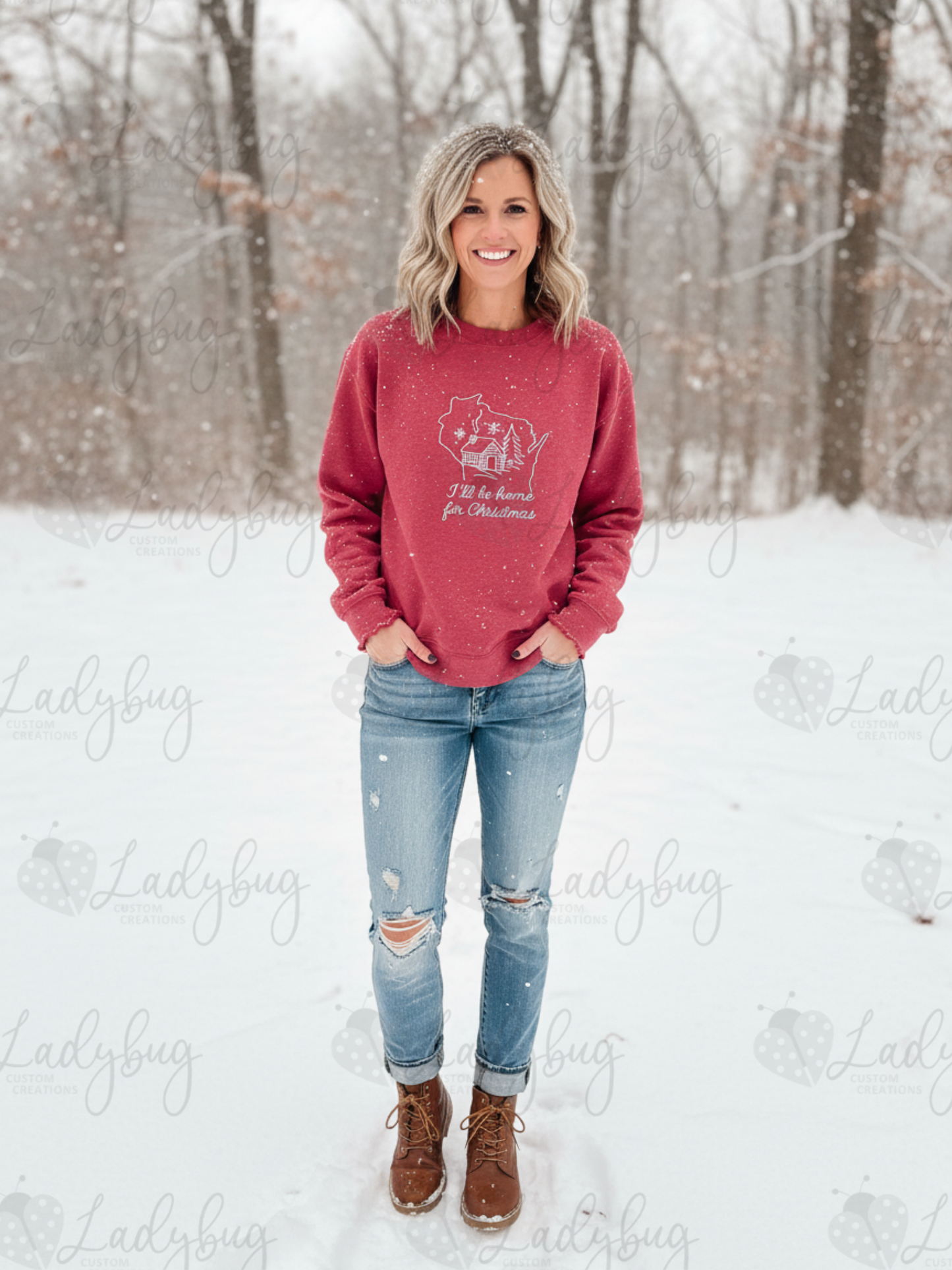 Midwest Christmas Sweatshirt – Wisconsin Embroidered Holiday Crew, Cozy Winter Gift