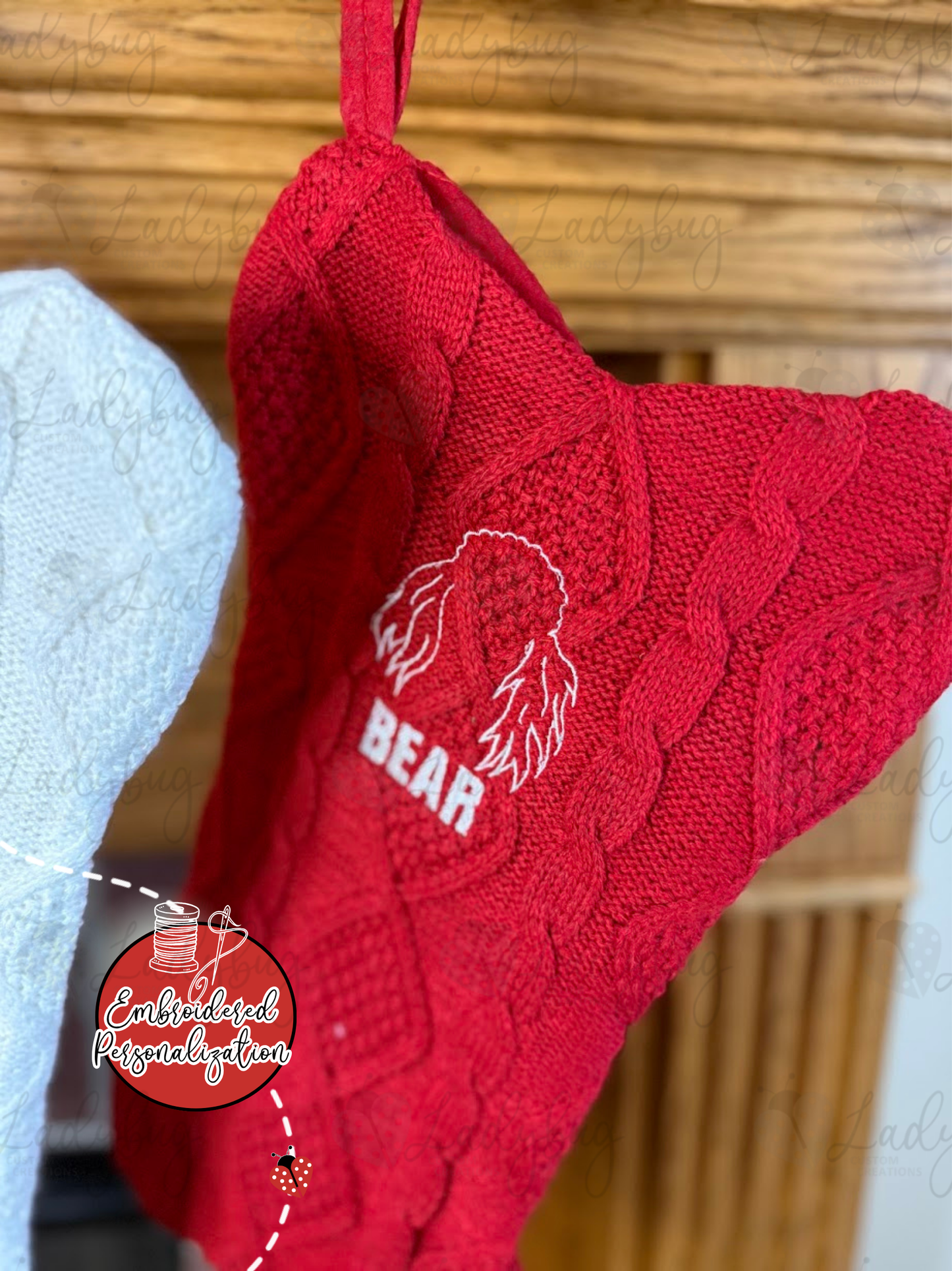 Dog Bone Knit Personalized Christmas Stocking - Embroidered