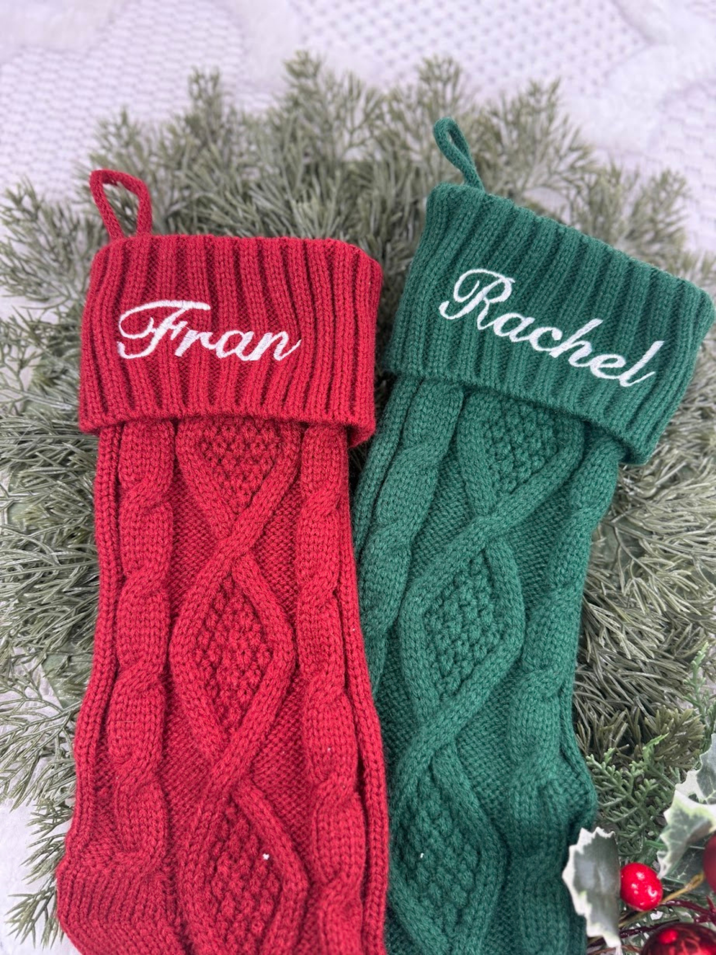 Classic Knit Christmas Stocking Personalized Christmas Stocking - Embroidered