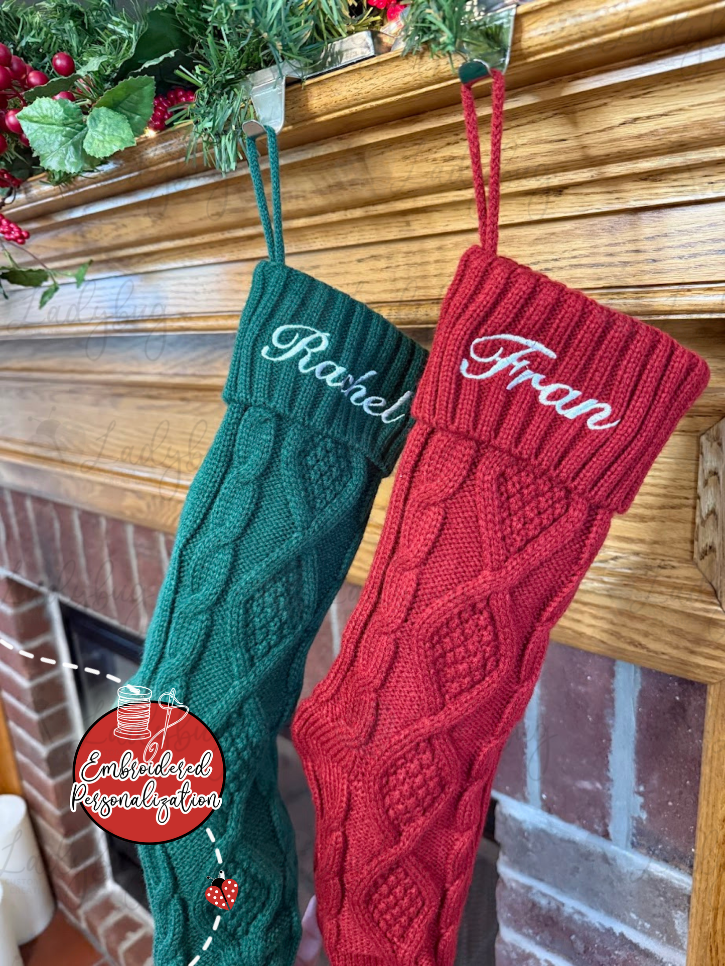 Classic Knit Christmas Stocking Personalized Christmas Stocking - Embroidered