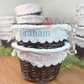 Personalized Embroidered Wicker Easter Basket - with Scallop Linen Liner