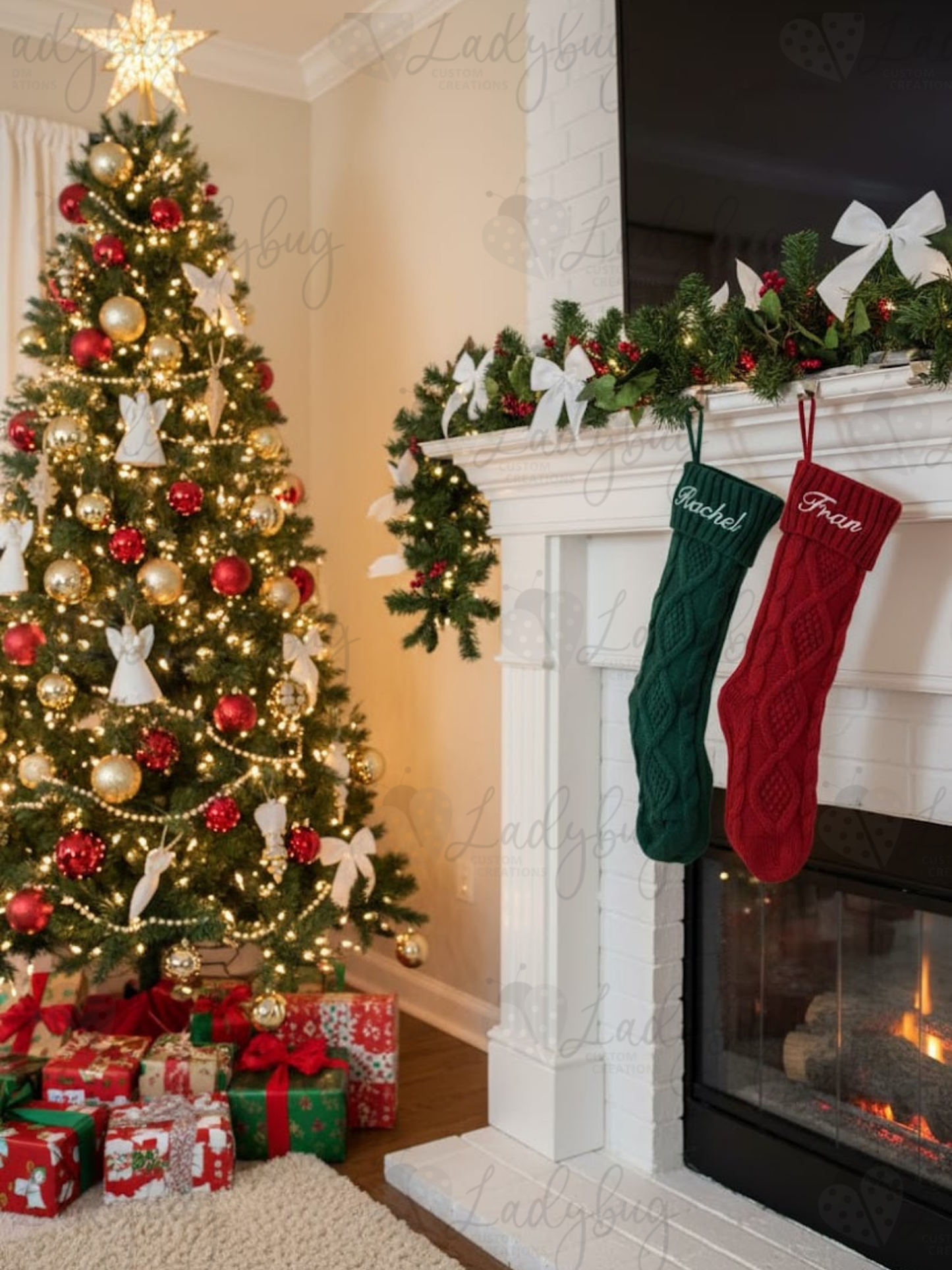 Classic Knit Christmas Stocking Personalized Christmas Stocking - Embroidered