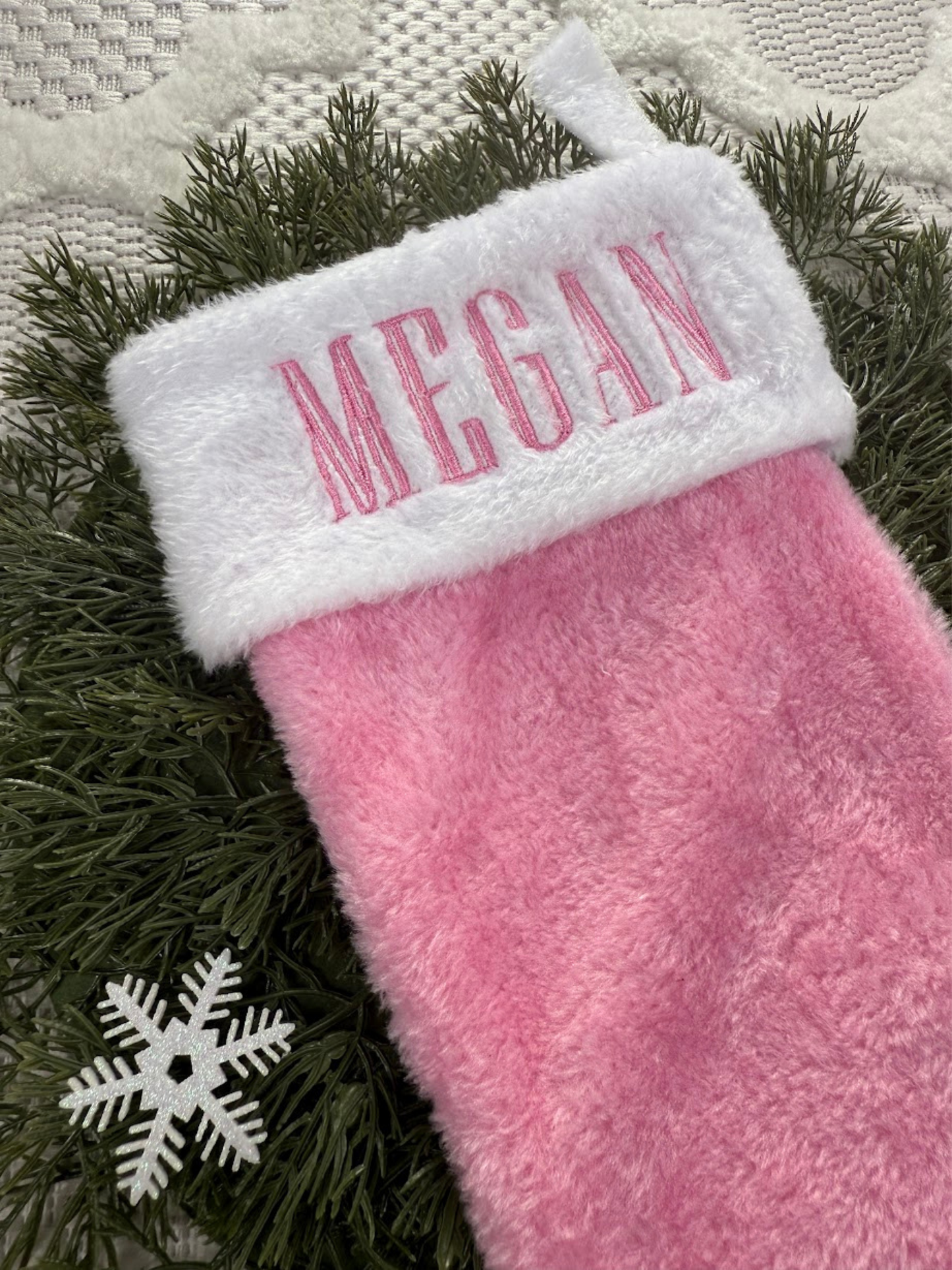 PLush Faux Fur Santa Stocking - Embroidered Name