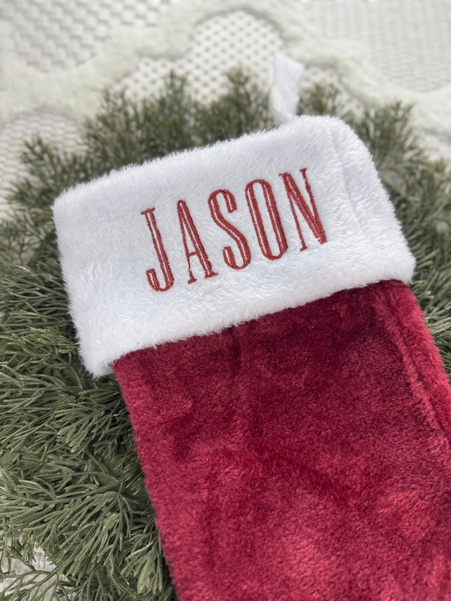 PLush Faux Fur Santa Stocking - Embroidered Name