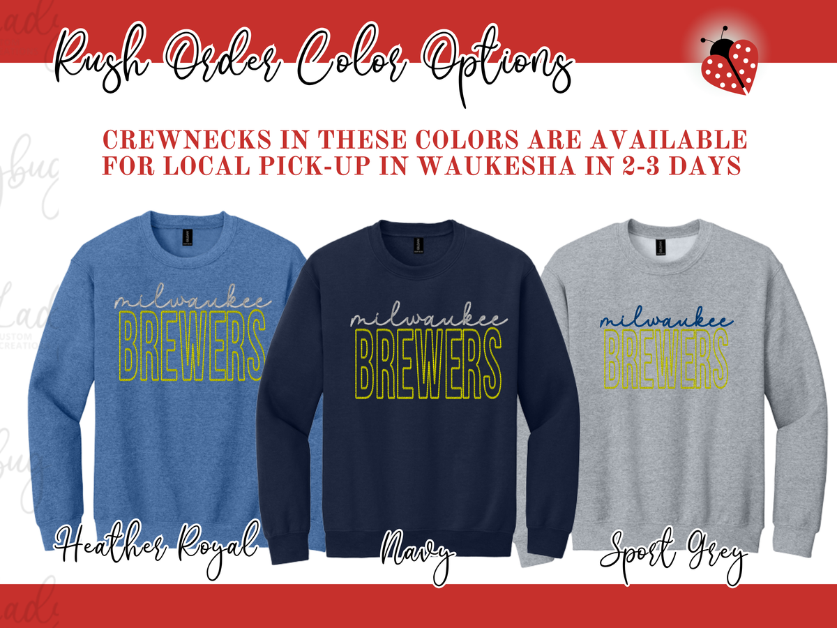 Milwaukee Baseball Diamond Stitched Embroidered Crewneck