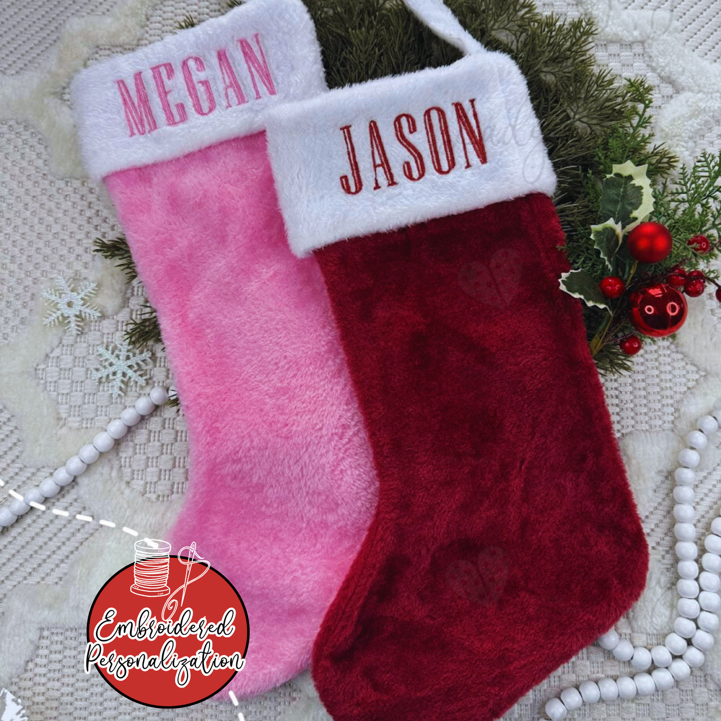 classic furry santa stocking personalized 
