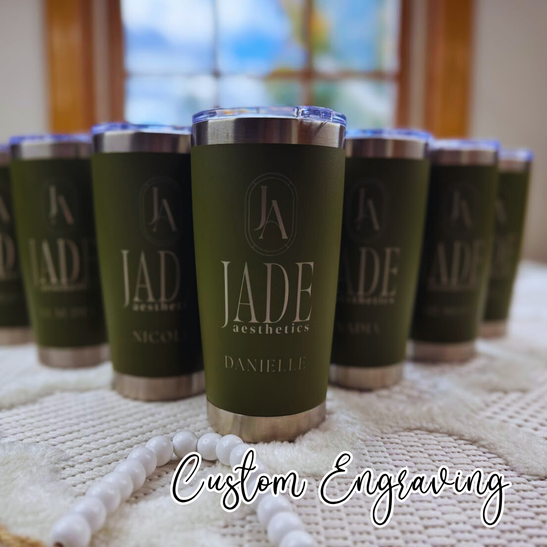 20oz Laser Engraved Tumblers | Custom Logo Upload or Name | Corporate Gifts | Bridal Party Cups