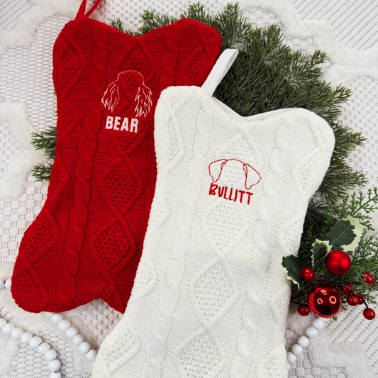 dog mom Christmas

festive pet ideas

matching family stockings

cozy holiday décor

velvet stocking

gold accent Christmas