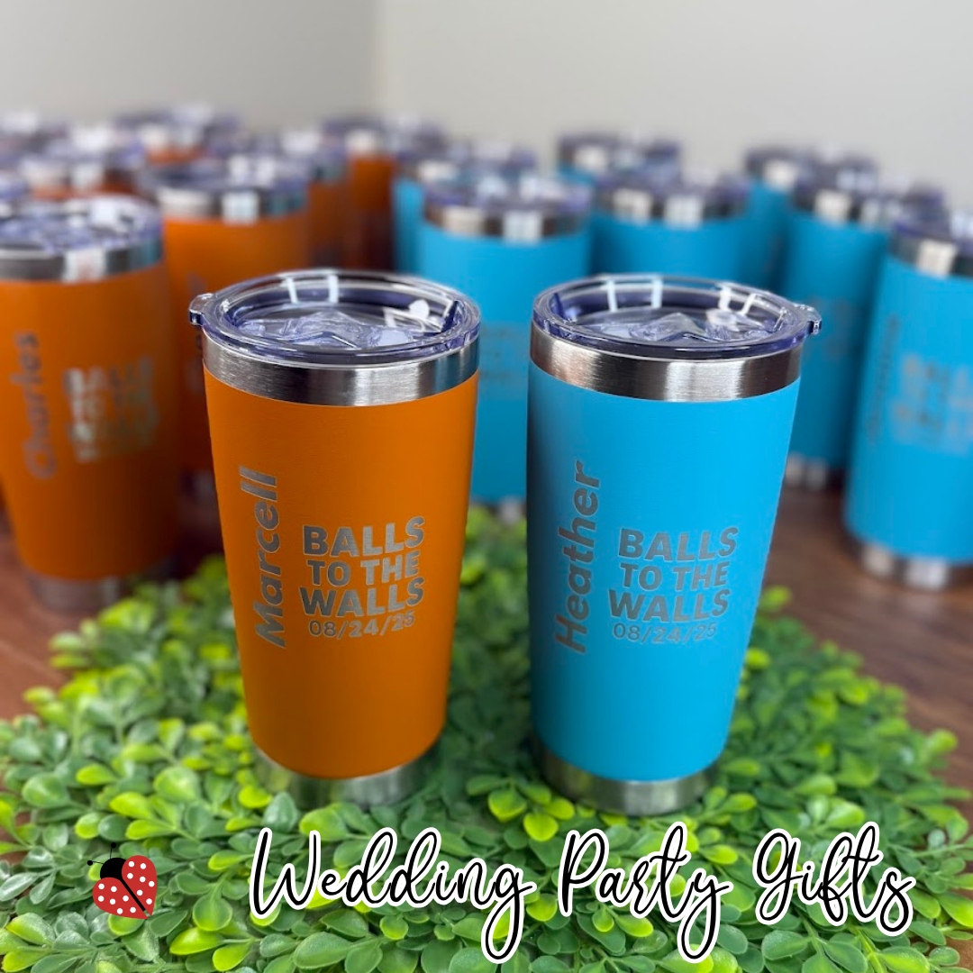 20oz Laser Engraved Tumblers | Custom Logo Upload or Name | Corporate Gifts | Bridal Party Cups