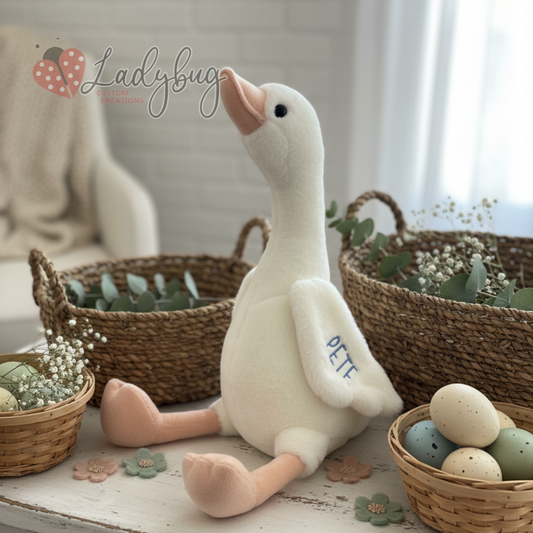 Embroidered Plush Goose - Custom Embroidered Baby Name Stuffed Animal