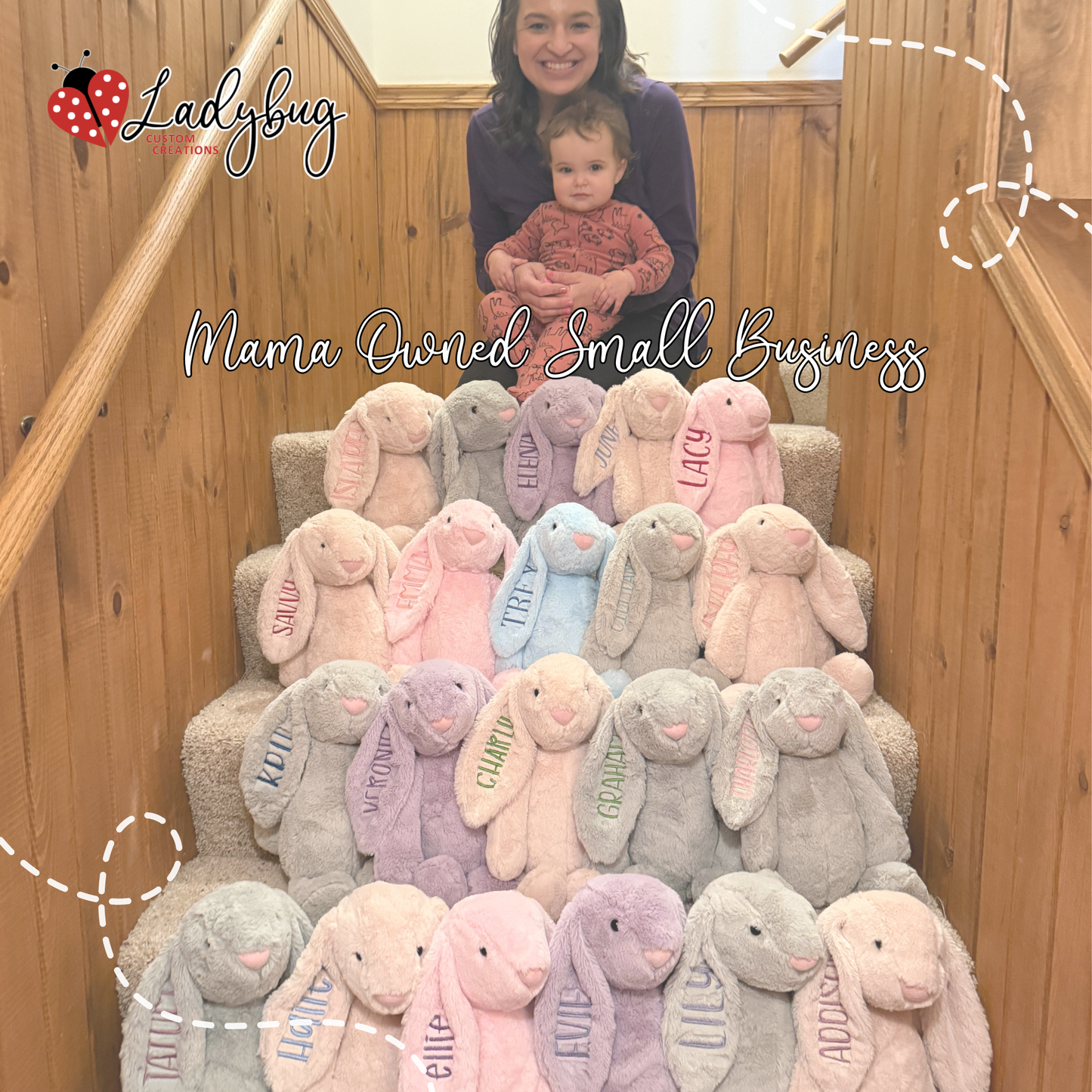 Embroidered Easter Bunny - 16" Plushie