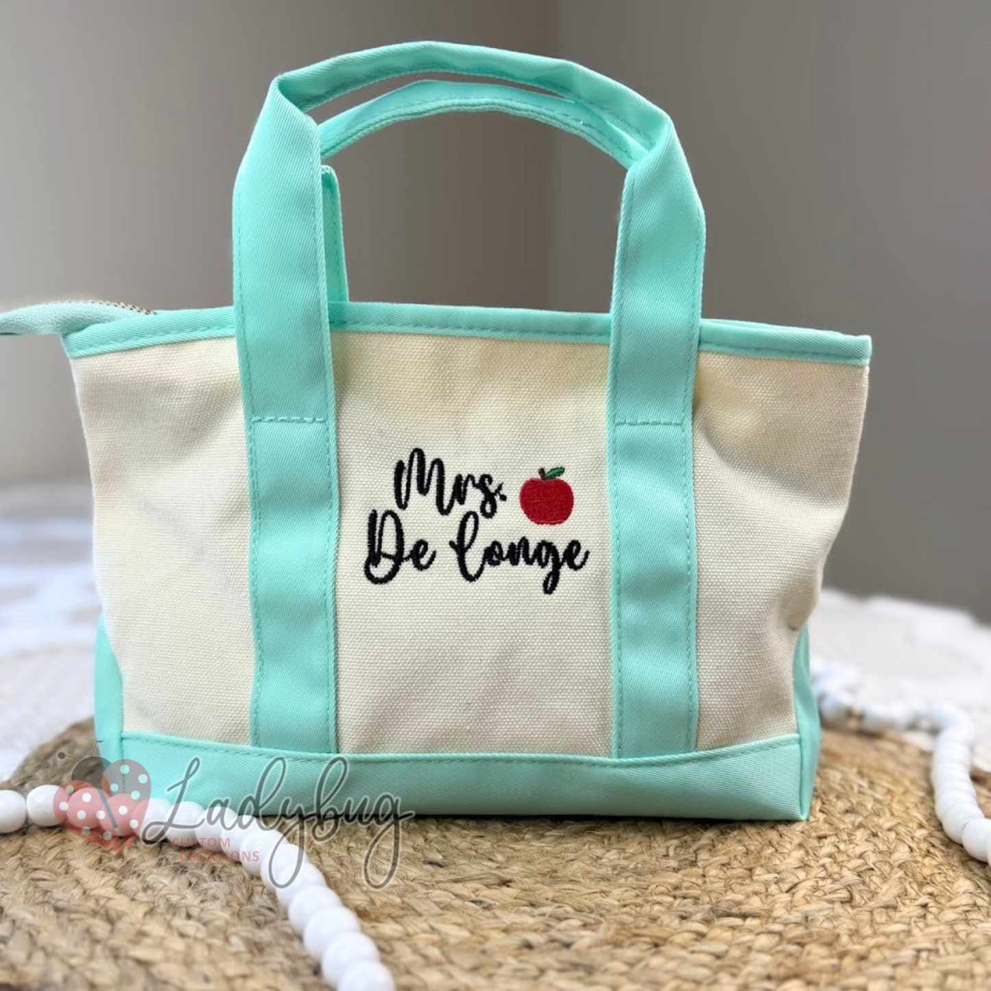 Personalized Teacher Mini Tote Bag - Embroidered