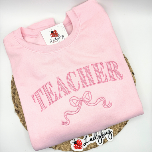 Teacher Crewneck Sweatshirt with Bow
