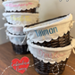 Embroidered Personalized Easter Wicker Basket with Bow Font