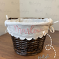 Embroidered Personalized Easter Wicker Basket with Bow Font