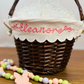 Embroidered Personalized Easter Wicker Basket with Bow Font